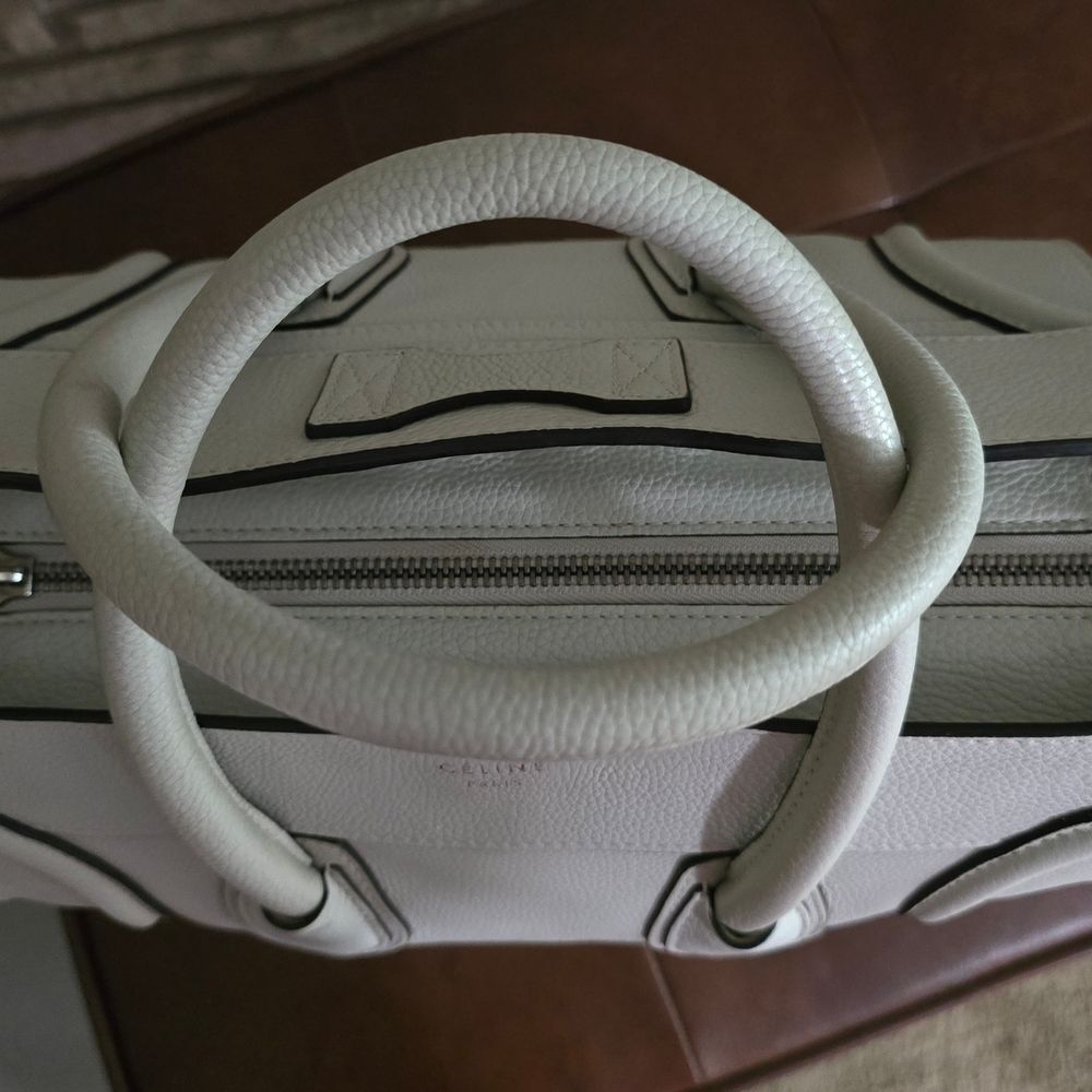 🐢 Céline White Drummed Calfskin Luggage Mini - Picture 4 of 17